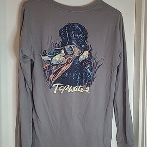 Graphic Topwater Long Sleeve Shirt - Gray, Duck Hunting.